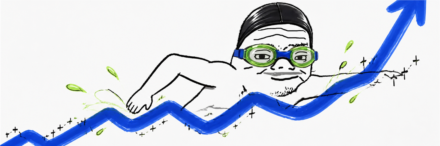 Nas Unc swimming along a rising blue chart